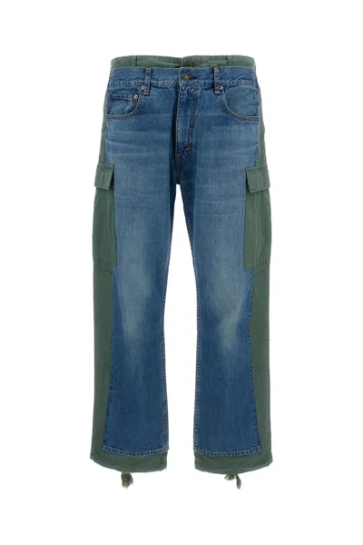 Junya Watanabe Blue Green Hybrid Panelled Denim Jeans