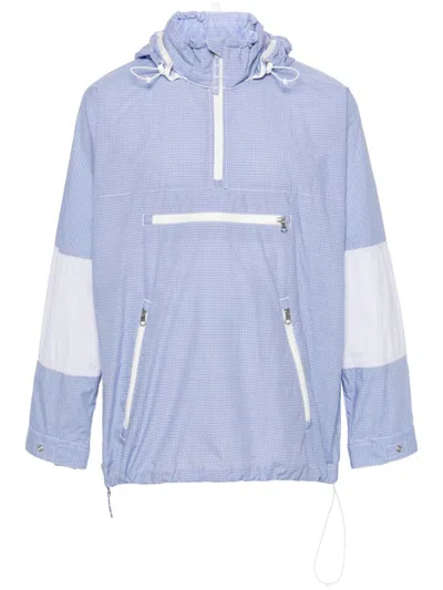 Junya Watanabe Grid-pattern Hooded Jacket In White