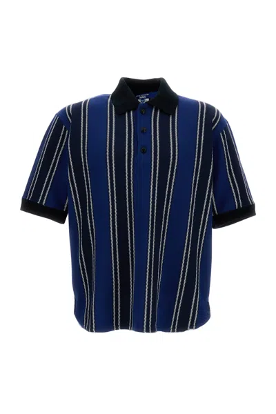 Junya Watanabe Blue Knitted Cotton Blend Polo Shirt