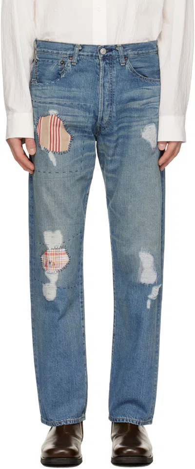 JUNYA WATANABE BLUE LEVI'S EDITION COTTON SELVEDGE GARMENT TREATED JEANS