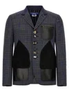 Junya Watanabe Patchwork Check-pattern Blazer In Blue
