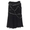 Junya Watanabe Boiled Wool Frayed Punk Chain Midi Skirt In Black