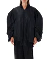 Junya Watanabe Oversized Bomber Jacket With Ruched Sleeves In Black