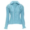 Junya Watanabe Boucle Tweed Pvc Trimmed Space Age Jacket In Blue