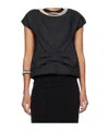Junya Watanabe Draped Back Top With Bow And Pearls In Black