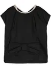 Junya Watanabe Draped Back Top With Bow And Pearls In Black
