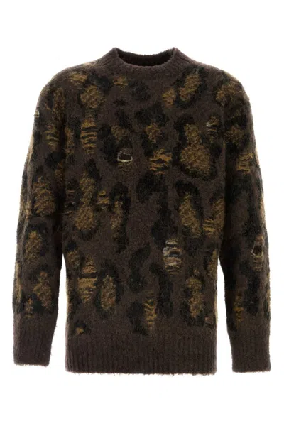 JUNYA WATANABE BROWN EMBROIDERED WOOL BLEND SWEATER