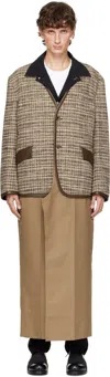 Junya Watanabe Tweed Jacket In Bk/brw/wh X Bge