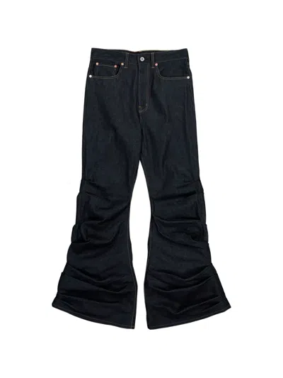 Junya Watanabe Bunched-hem Flared Jeans In Blue