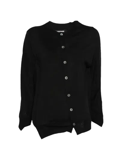 Junya Watanabe Button Asymmetric Cardigan In Black