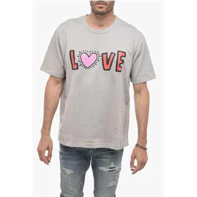 Junya Watanabe By Comme De Garcons Crewneck Love Printed T-shirt In Beige