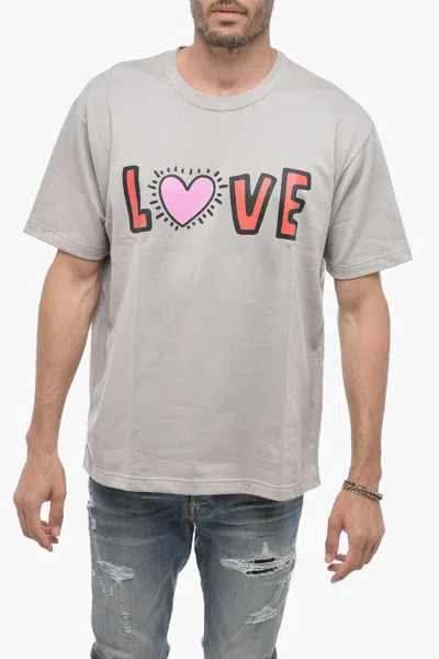 Junya Watanabe By Comme De Garcons Crewneck Love Printed T-shirt In Beige