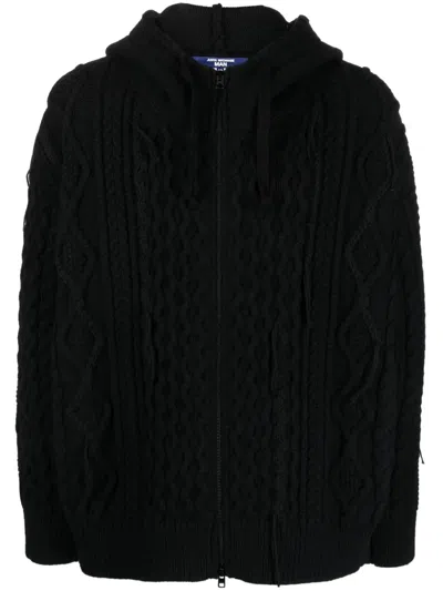 Junya Watanabe Cable-knit Drawstring Hoodie In Black
