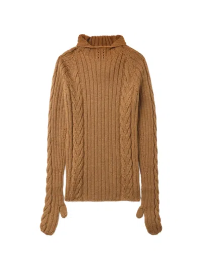 Junya Watanabe Cable-knit Sweater In Brown