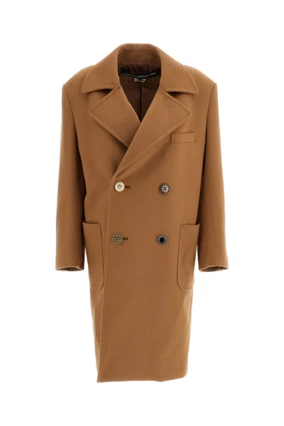 Junya Watanabe Camel Wool-cashmere Jewel Button Double-breasted Coat In Multi