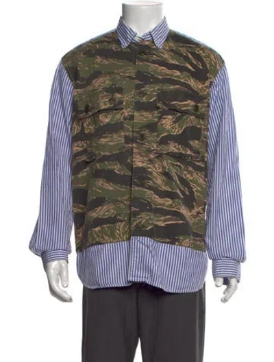 Pre-owned Junya Watanabe Camouflage Print Long Sleeve Shirt In Blue