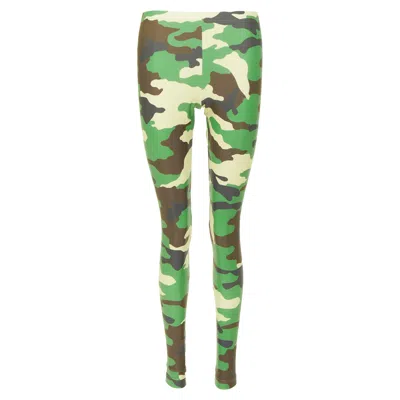 Pre-owned Junya Watanabe Camouflage Print Stretch Jersey Leggings In Green