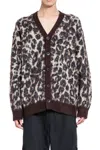 Junya Watanabe Leopard-intarsia Brushed Cardigan In Brown