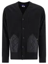 Junya Watanabe Men's Regular Fit V-neck Cardigan With Quilted Inserts
