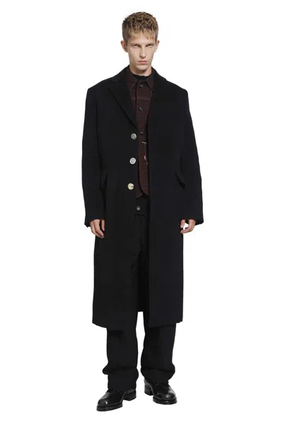 Junya Watanabe Cashmere Star Overcoat In Black