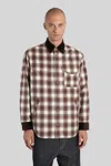 Junya Watanabe Checked Corduroy-paneled Overshirt In Brown