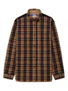 Junya Watanabe Corduroy-panelled Checked Shirt In Brown