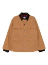 Junya Watanabe Check-panel Chore Jacket In Brown