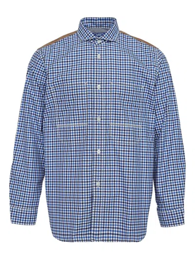 Junya Watanabe Check-patchwork Flannel Shirt In Blue