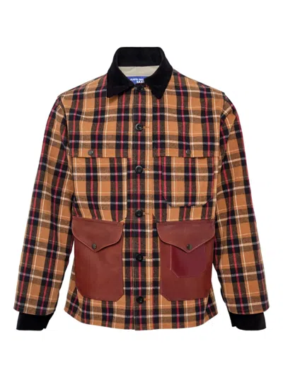 Junya Watanabe Check-pattern Cotton Shirt Jacket In Brown