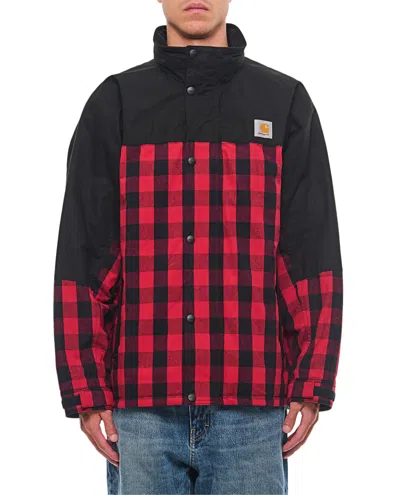 Junya Watanabe Check Pattern Jacket With Frontal Zip And Snap Button Closure In Red