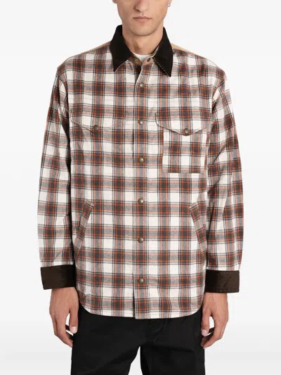 JUNYA WATANABE CHECKED CORDUROY-PANELED OVERSHIRT
