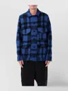 Junya Watanabe Checked Flap Pocket Long Sleeve Jacket In Blue