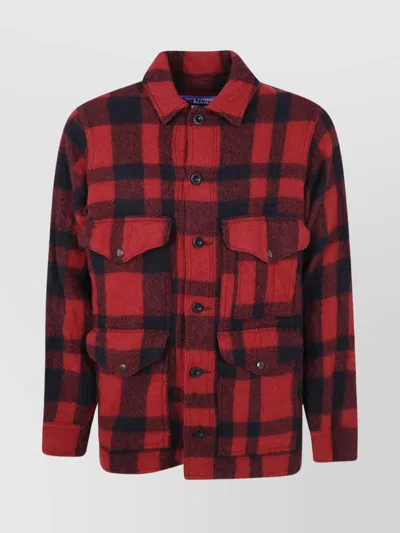 Junya Watanabe Checked Pattern Collared Shirt Jacket In Red