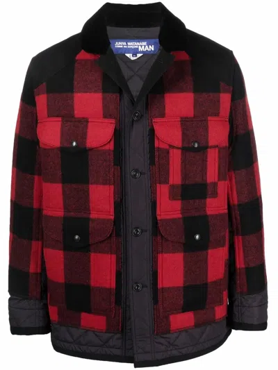 Junya Watanabe Checked Press-stud Shirt Jacket In Brown