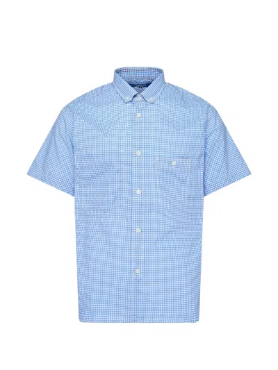 Junya Watanabe Checkered Short-sleeved Shirt In Blue