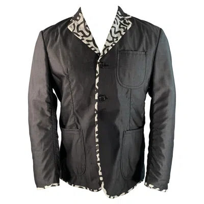 Pre-owned Junya Watanabe Chest Size S Grey Black & White Silk Blend Sport Coat