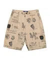 Junya Watanabe X Basquiat Printed Cotton Shorts In Brown