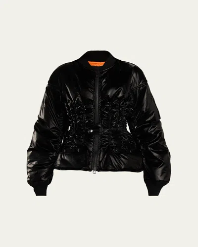Junya Watanabe Cinched Ruched Jacket In Black