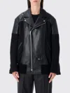 Junya Watanabe Modern Biker Jacket With Wool And Leather In Black