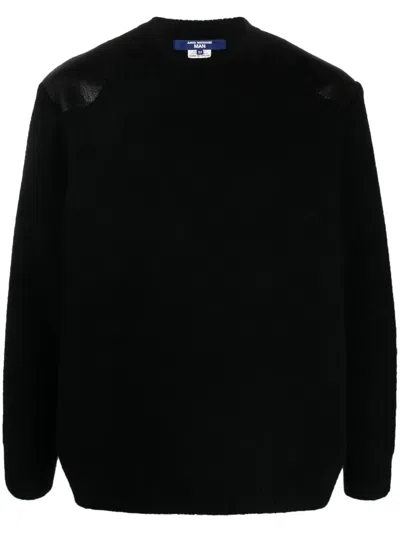 Junya Watanabe Coated-detail Crew-neck Jumper In Black
