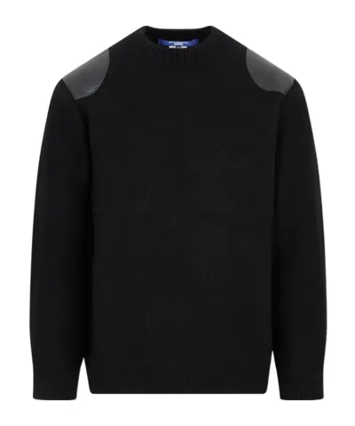 Junya Watanabe Coated-detail Crew-neck Jumper In Black