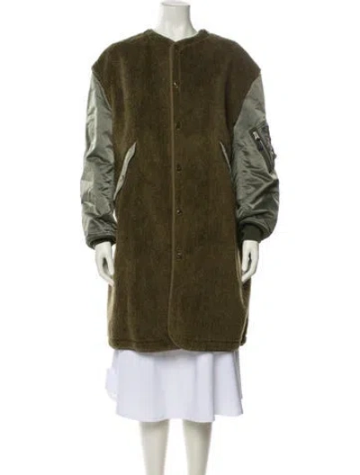 Pre-owned Junya Watanabe Colorblock Pattern Coat In Green