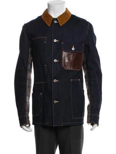 Pre-owned Junya Watanabe Colorblock Pattern Denim Jacket In Blue