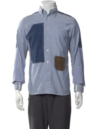 Pre-owned Junya Watanabe Colorblock Pattern Long Sleeve Shirt In Blue