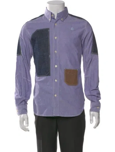 Pre-owned Junya Watanabe Colorblock Pattern Long Sleeve Shirt In Purple