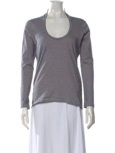 Pre-owned Junya Watanabe Comme De Garcons X Marimekko Striped Scoop Neck Top In Blue