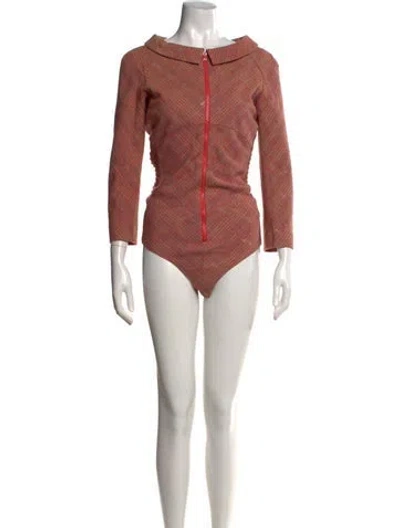 Pre-owned Junya Watanabe Comme De Garcons X Marimekko Vintage Wool Bodysuit W/ Tags In Pink