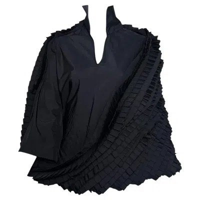 Pre-owned Junya Watanabe Comme Des Garçon Spring 2000 Black Taffeta Ruffled Cocoon Tunic