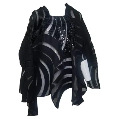 Pre-owned Junya Watanabe Comme Des Garcons Fall 2014 Black Patchwork Sequin Mesh Blouse