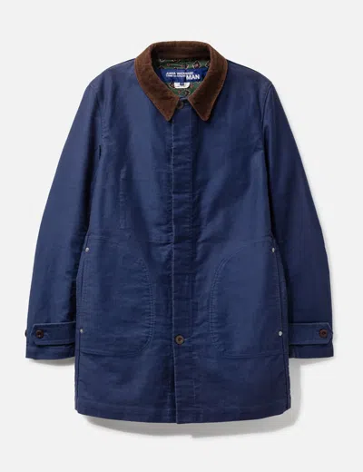 Junya Watanabe Comme Des Garçons Hervier Production Balmacaan Coat In Blue